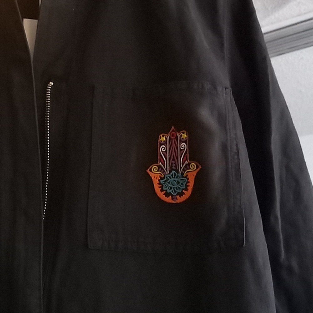 New Black Jumpsuit with Embroided Patches....One Of A Kind.... - Picture 2 of 6